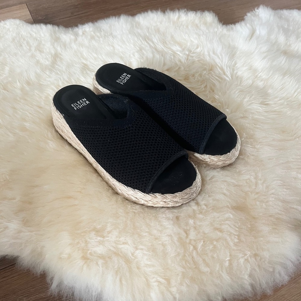 Eileen Fisher Tali Espadrille Wedge Slide Sandal 7